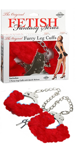 Red Furry Leg Cuffs ~ PD3808-15