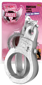 Joanna Angel Rubber Ankle Cuffs Sick Ass Silver ~ W1459-6