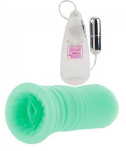 Glow In The Dark Vibrating Super Head Honcho Masturbator White