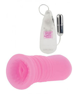 Glow In The Dark Vibrating Super Head Honcho Masturbator Pink