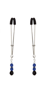 Spartacus Sapphire Blue Tweezer Style Beaded Nipple Clamps ~ SPF-104