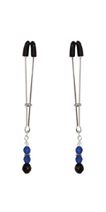 Spartacus Sapphire Blue Tweezer Style Beaded Nipple Clamps ~ SPF-104