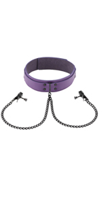 Spartacus Crave Collar Violet with Black Nipple Clamps ~  SPL-08J-13P