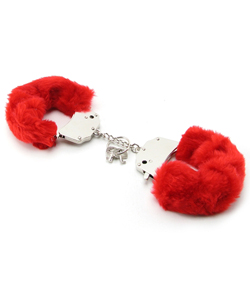 Red Furry Love Cuffs