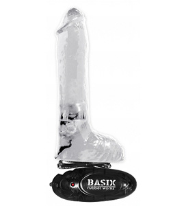 Basix 8 Inch Vibrating Dong Clear