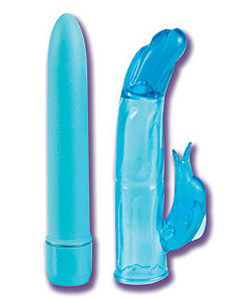 Aquarius Hydro Vibrator with Sleeve Blue