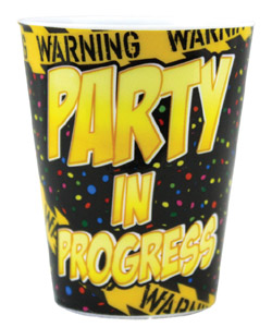 Warning Party In Progress Plastic Shot Glasses