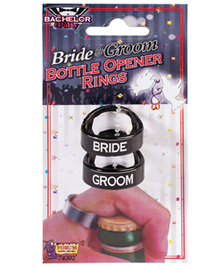 Bachelor Party Bride and Groom Bottle Opener Rings