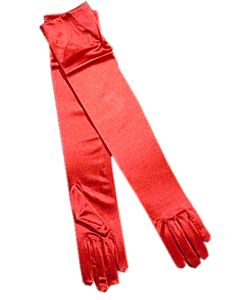 Red Satin Lycra Opera Gloves[EL-1697]