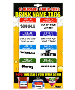 Reusable Static Cling Drink Name Tags[EL-6823-51]