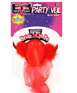 Outta Control Bachelorette Veil with Horns[EL-7860-10]