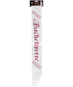 White Bachelorette Sash with Crystals[EL-8609-06]