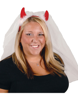Bachelorette Devil Horns with Veil Headband[EL-8630-30]