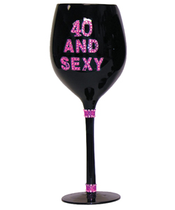 40 And Sexy Wine Glass Black[EL-7856-03]