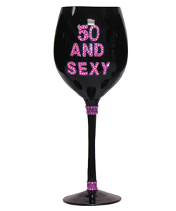 50 And Sexy Wine Glass Black[EL-7856-04]