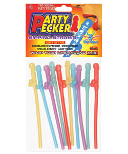 10 Colourful Dicky Sipping Straws With Penis Shaped Ends
