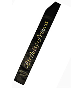 Birthday Princess Black Non Flashing Sash   [EL-8614-01]