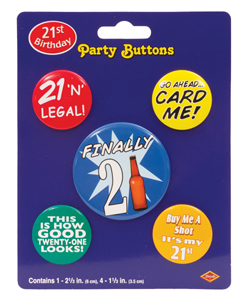 21st Birthday Party Buttons[EL-8632-05]